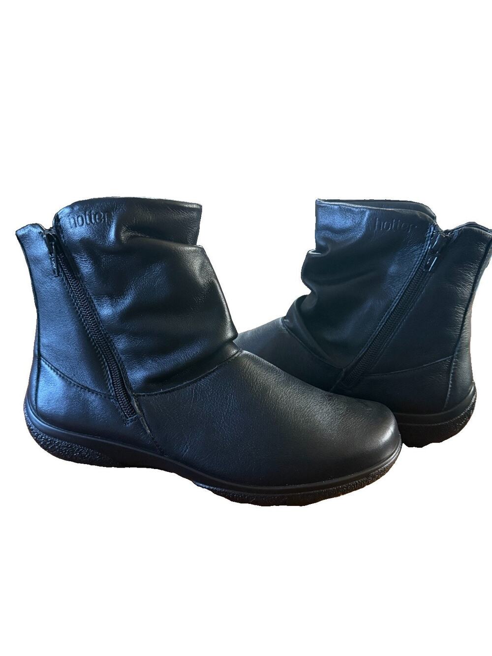 Hotter Whisper Black Leather Ankle Boots Women’s US 9.5 UK 7.5 Made England